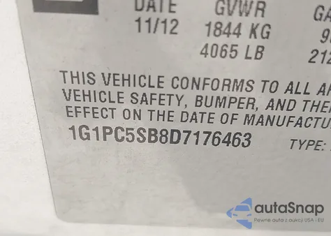 2013 Chevrolet Cruze 1Lt Auto from USA, damaged, VIN 1G1PC5SB8D7176463